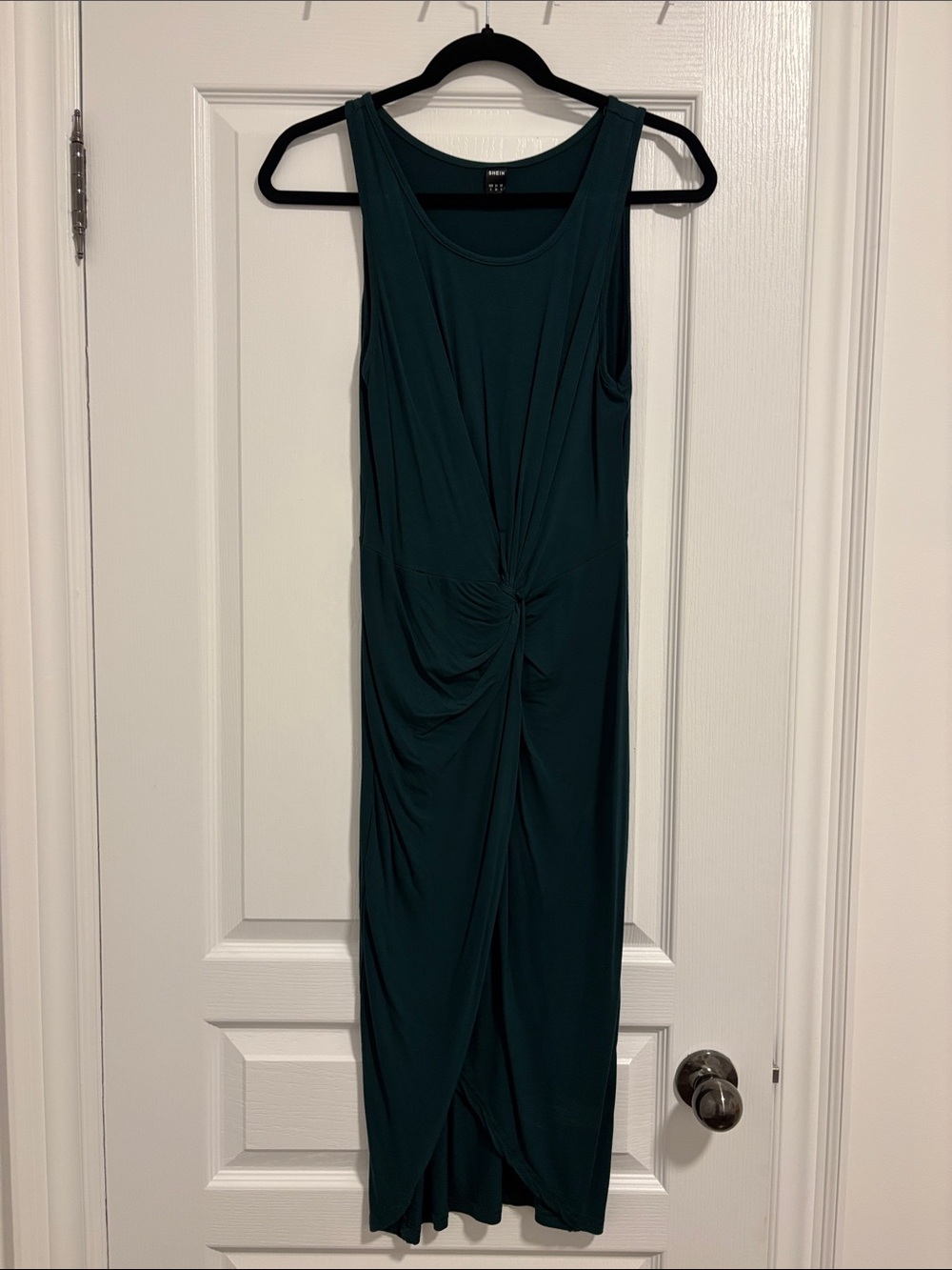 SHEIN Teal Green Sleeveless Twist-Knot Maxi Dress
